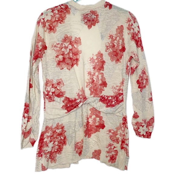 Guinevere | Anthropologie Floral Lightweight 3/4 Sleeve Sweater Cardigan Medium - Picture 7 of 7